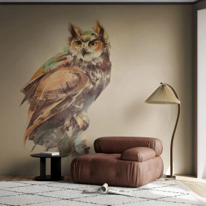 Papel de Parede Standard Eco - A coruja mais inteligente - a floresta confirma - Coruja, Pássaro, Abstração - 450x315 cm