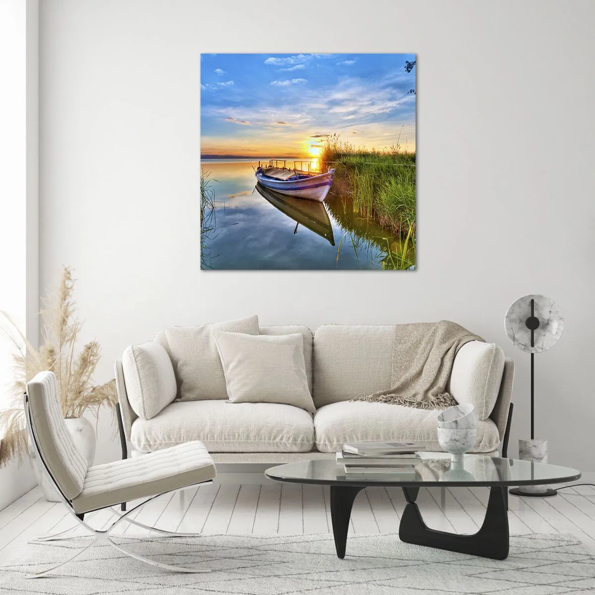 Quadro em vidro - Enseada de sonhos realizados - 30x30 cm