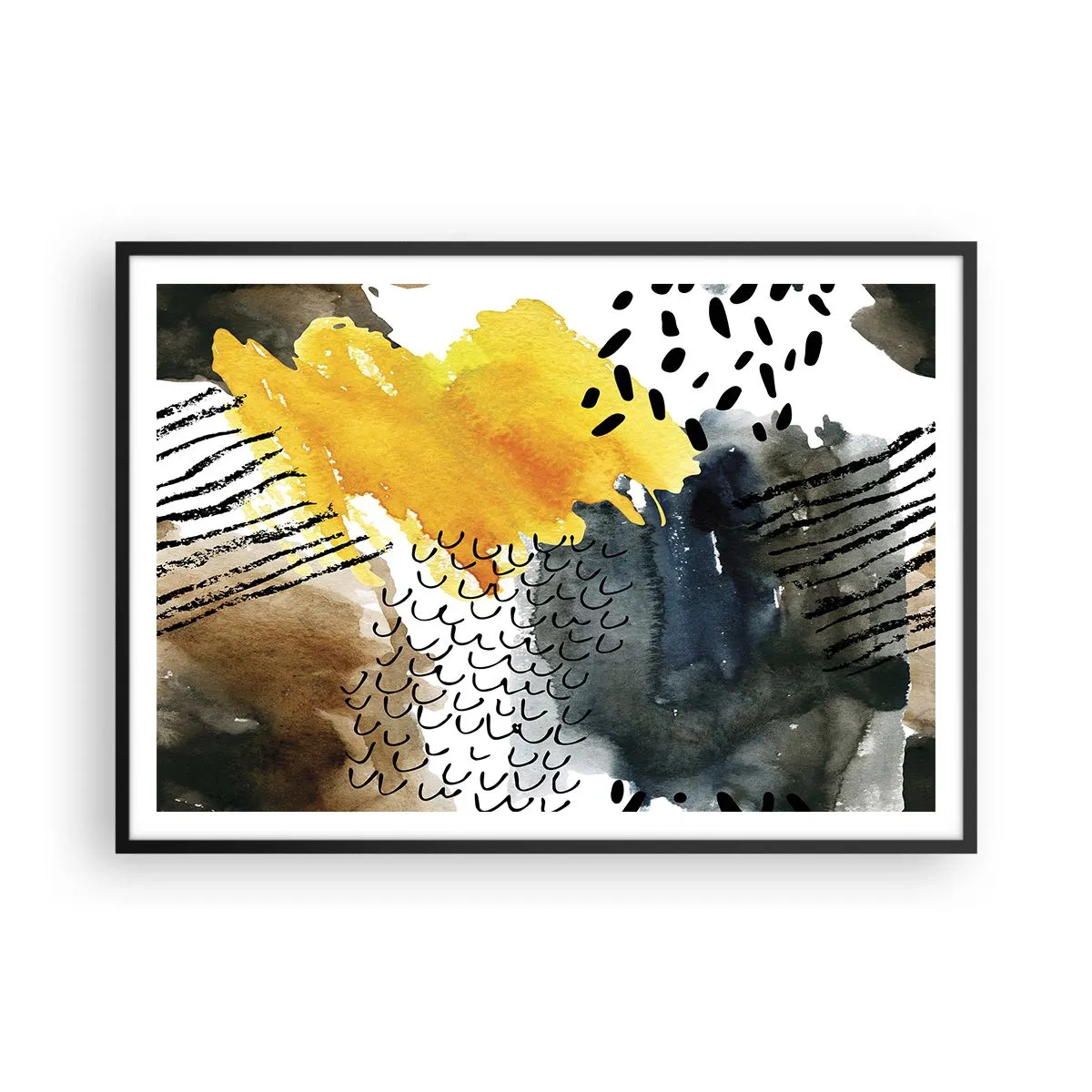Pôster com moldura preta - Reunião dos elementos da natureza - 100x70 cm