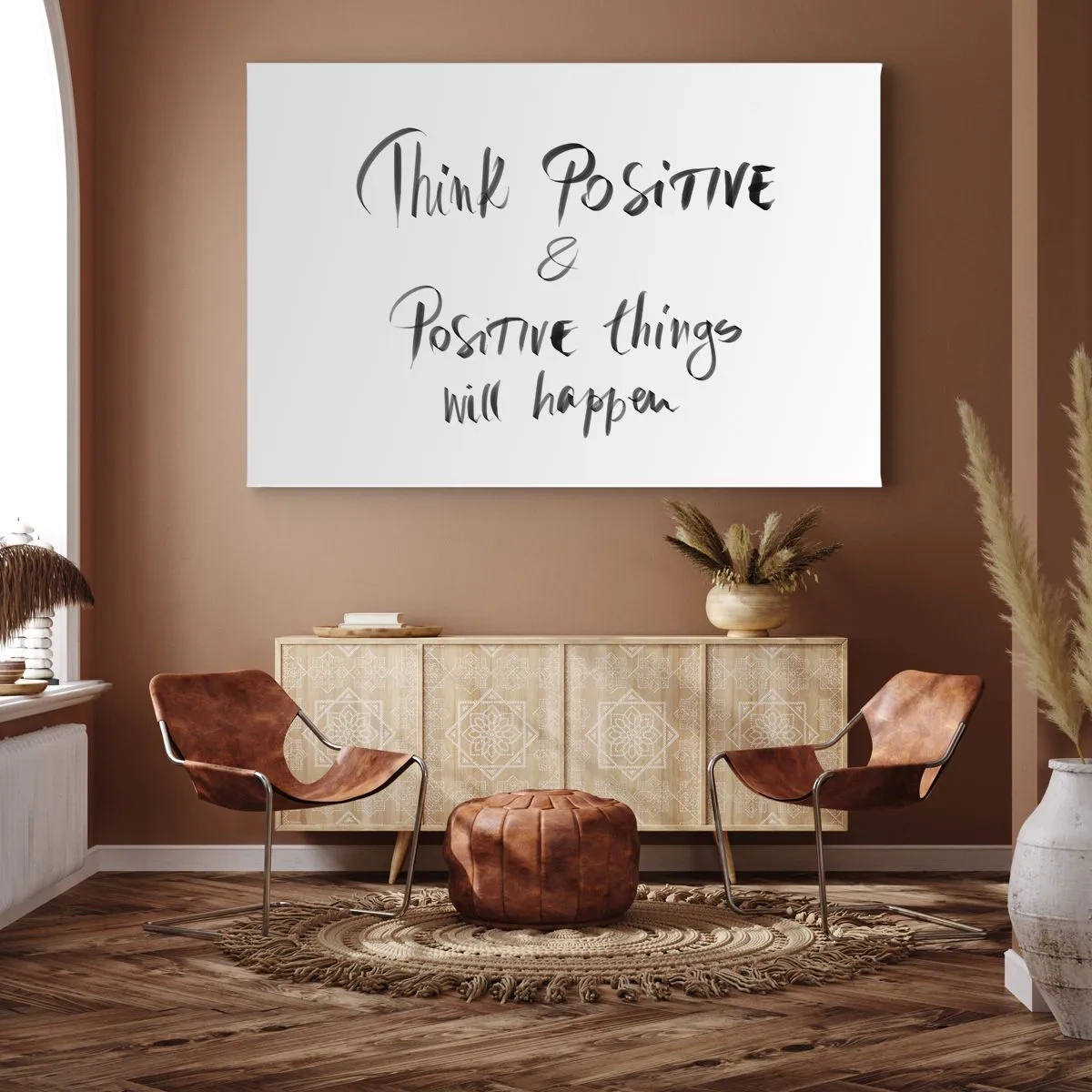 Quadro em tela - Letras inspiradoras em preto sobre fundo branco - 70x50cm - Como viver? - Decoração de parede moderna para a sala de estar e quarto ARTTOR
