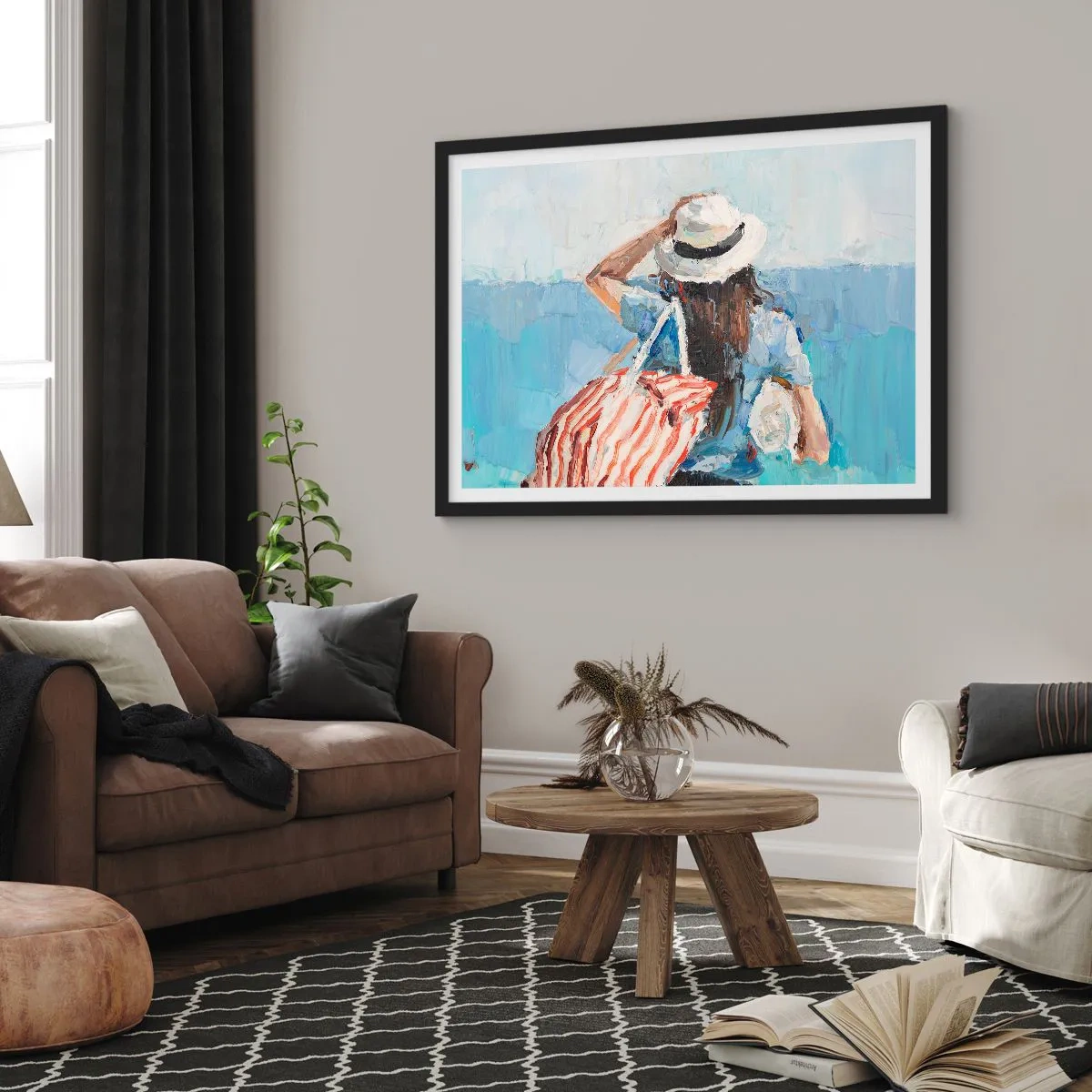 Pôster com moldura preta - Bem-vindo às suas férias - 70x50 cm