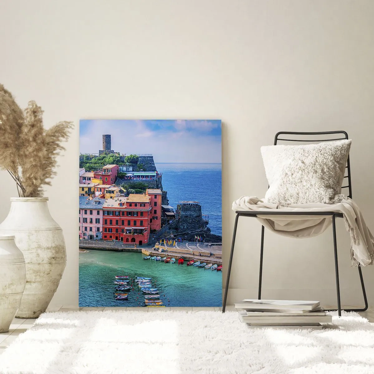 Quadro em vidro - Cidade mágica mediterrânea - 50x70 cm