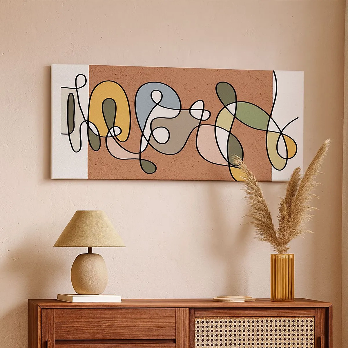 Quadro em tela - Abstração que vale a pena sorrir - 100x40 cm