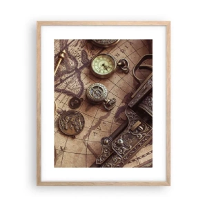 Pôster com moldura de carvalho claro - A aventura nos chama - 40x50 cm