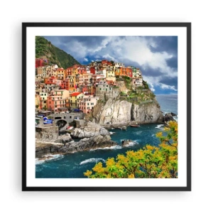 Pôster com moldura preta - Um aglomerado nas rochas - 60x60 cm