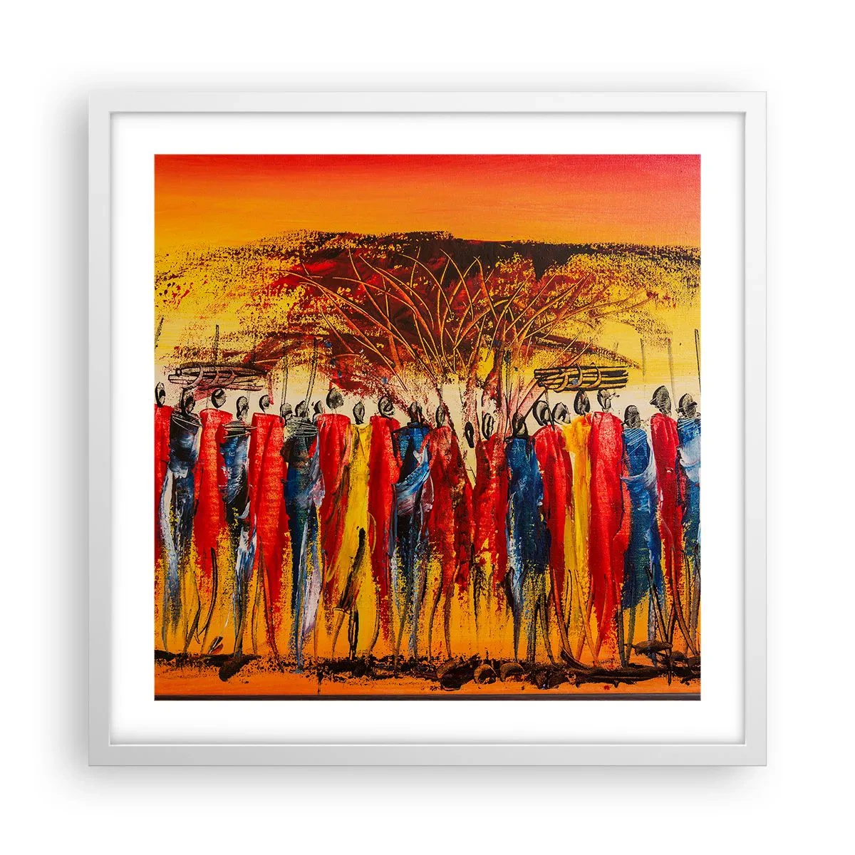 Pôster em moldura branca - Lá, lá, lá vão eles - 50x50 cm