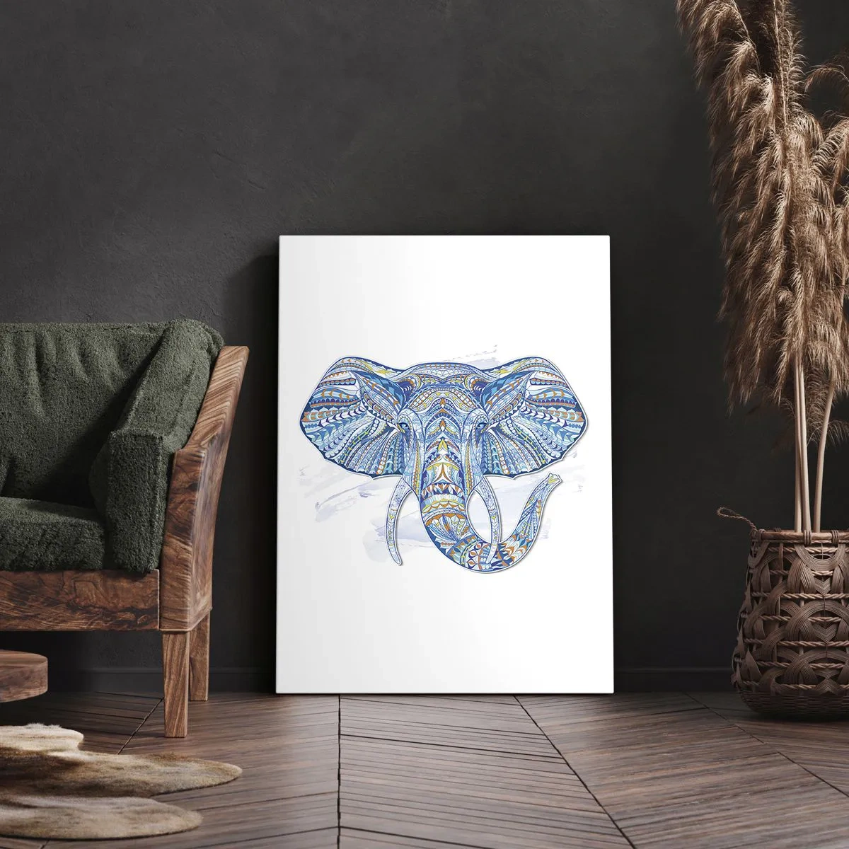 Quadro em tela - Incrustado com ouro e azul - 80x120 cm