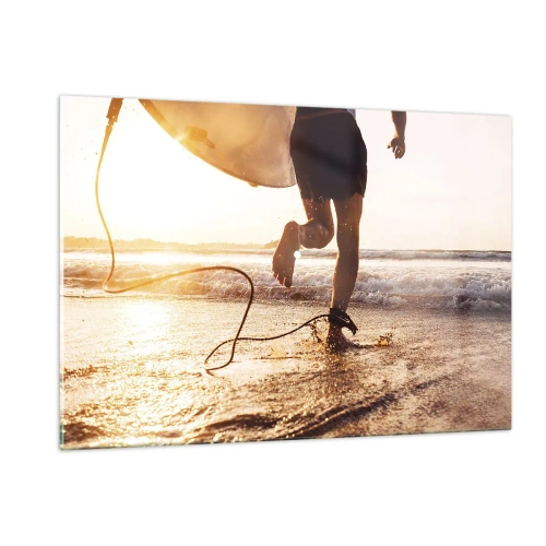 Quadro em vidro - Encontro das ondas - 120x80 cm