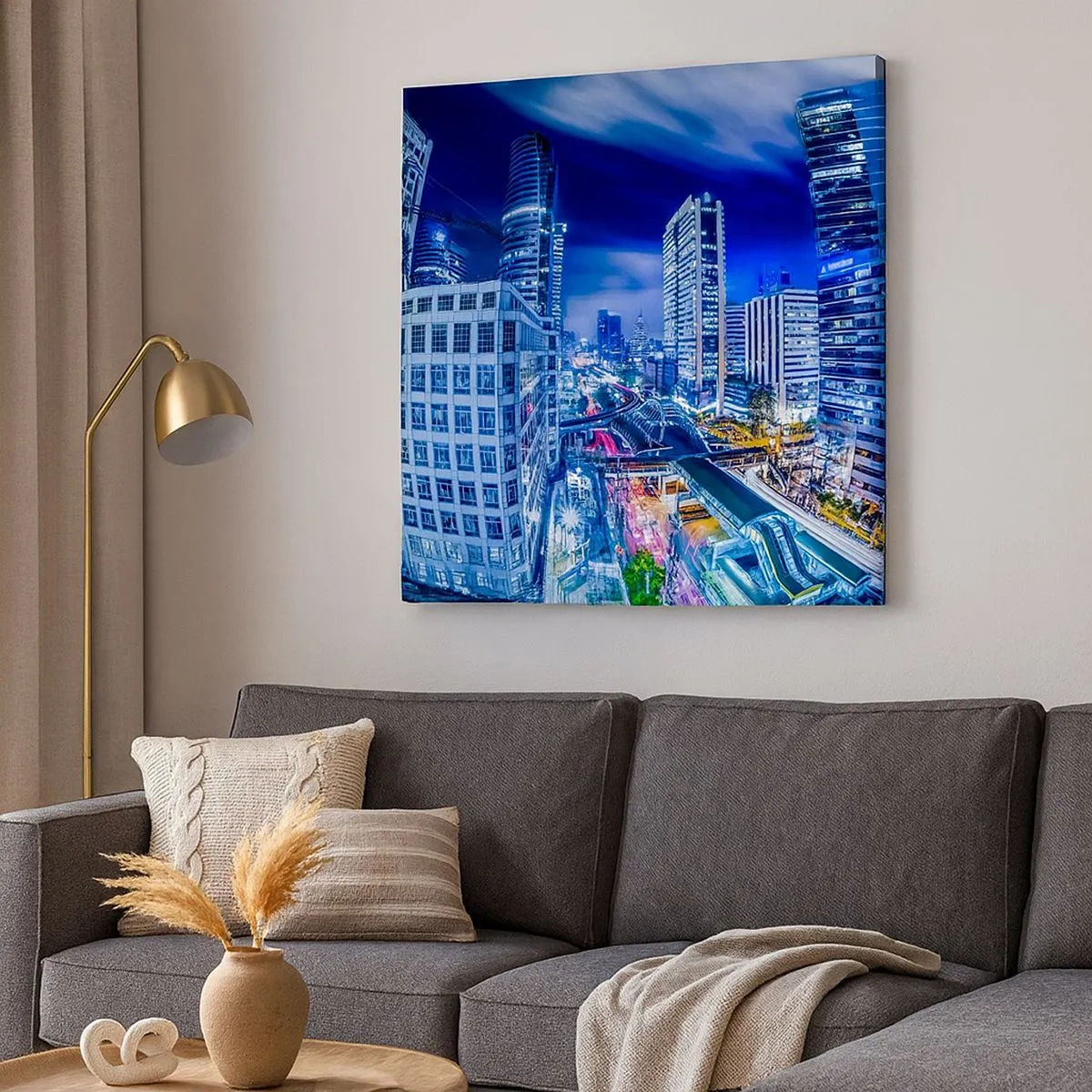 Quadro em tela - Ritmos da cidade noturna - 30x30 cm