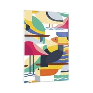 Quadro em vidro - A festa dos pássaros - 70x100 cm