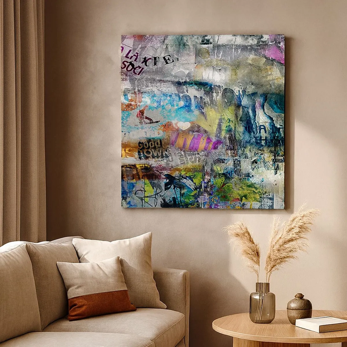 Quadro em tela - Colagem de memórias - 30x30 cm