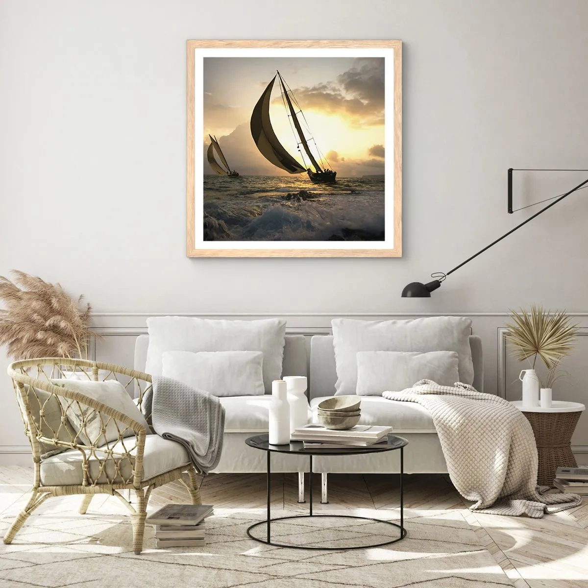 Pôster com moldura de carvalho claro - Com o vento e contra o vento - 60x60 cm