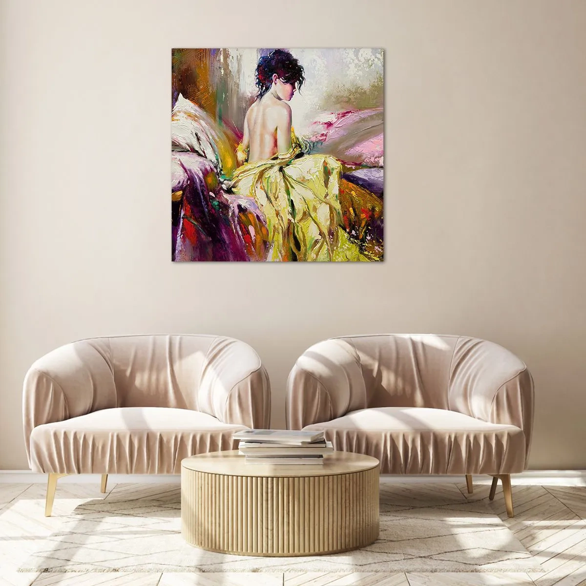 Quadro em vidro - Entre a boca e a borda do copo - 60x60 cm