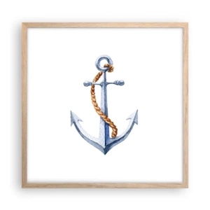 Pôster com moldura de carvalho claro - Ahoy aventura! - 50x50 cm