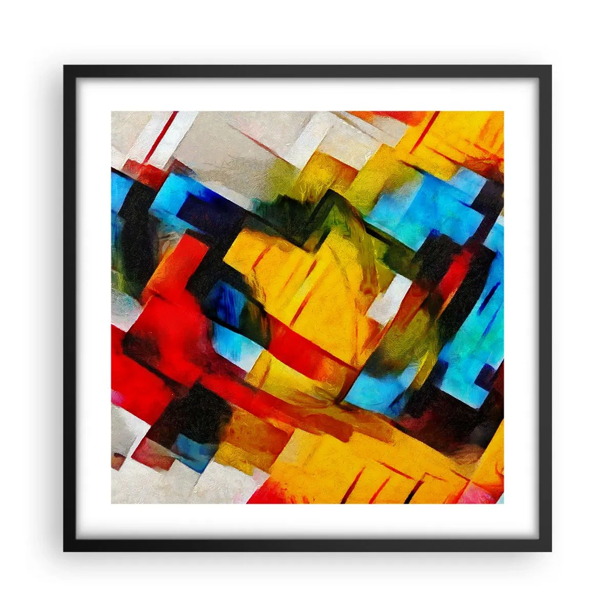 Pôster com moldura preta - Camadas multicoloridas - 50x50 cm