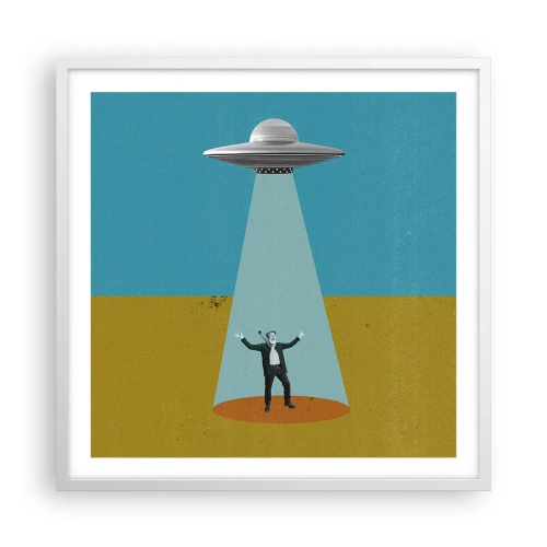 Pôster em moldura branca - Encontro próximo - 60x60 cm