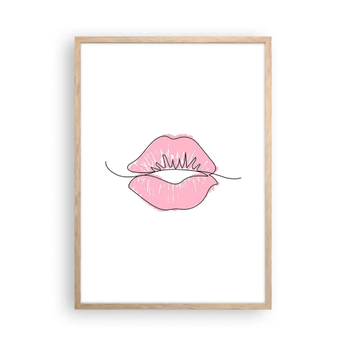 Pôster com moldura de carvalho claro - Pronto para beijar? - 50x70 cm