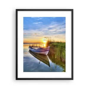 Pôster com moldura preta - Enseada de sonhos realizados - 40x50 cm