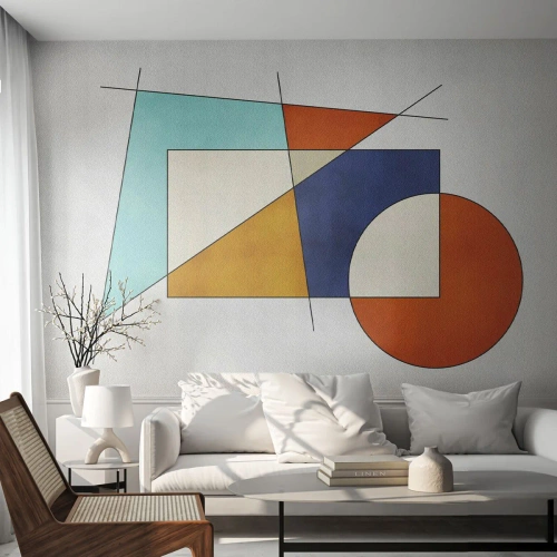 Papel de Parede Premium Sand - Abstração: diversão modernista - Geométrico, Moderno, Minimalismo - 100x70 cm