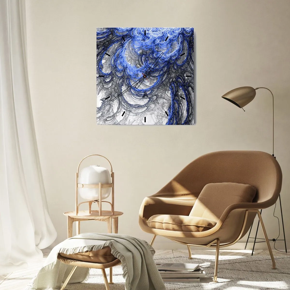 Relógio de parede - Relógio em vidro - O nascimento de uma onda - 40x40 cm