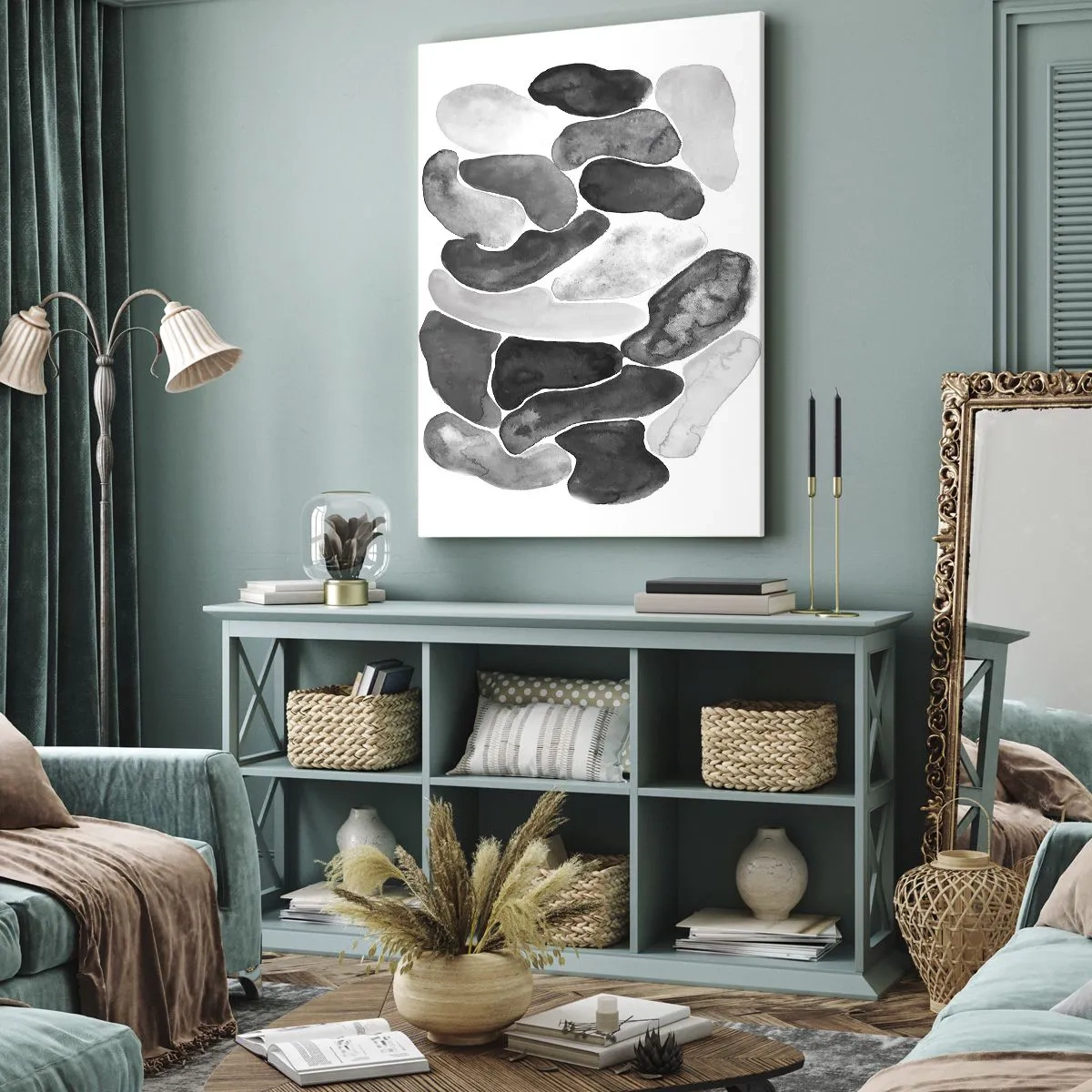 Quadro em tela - Abstração rochosa - 55x100 cm