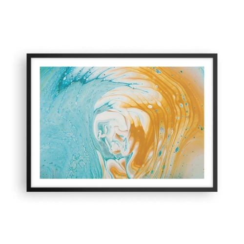 Pôster com moldura preta - Vórtice em pastel - 70x50 cm