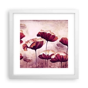 Pôster em moldura branca - Pétala vermelha e branca - 30x30 cm