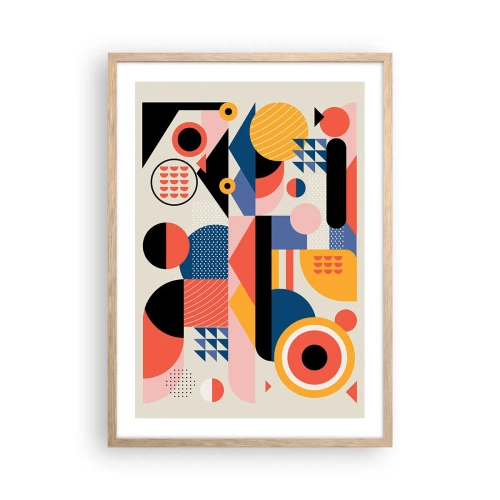 Pôster com moldura de carvalho claro - Composição: brincar - 50x70 cm