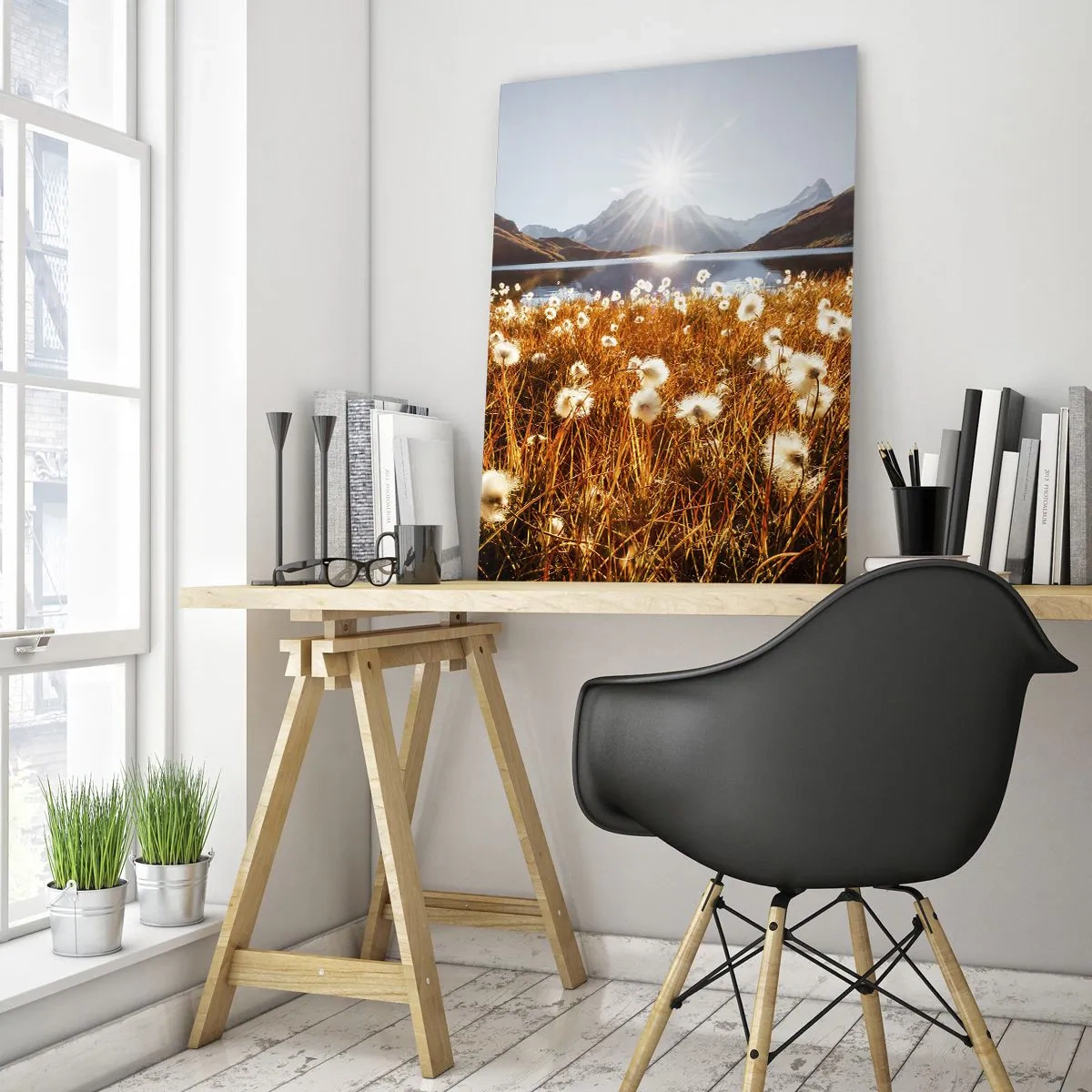 Quadro em vidro - Dureza da rocha, suavidade da relva - 80x120 cm