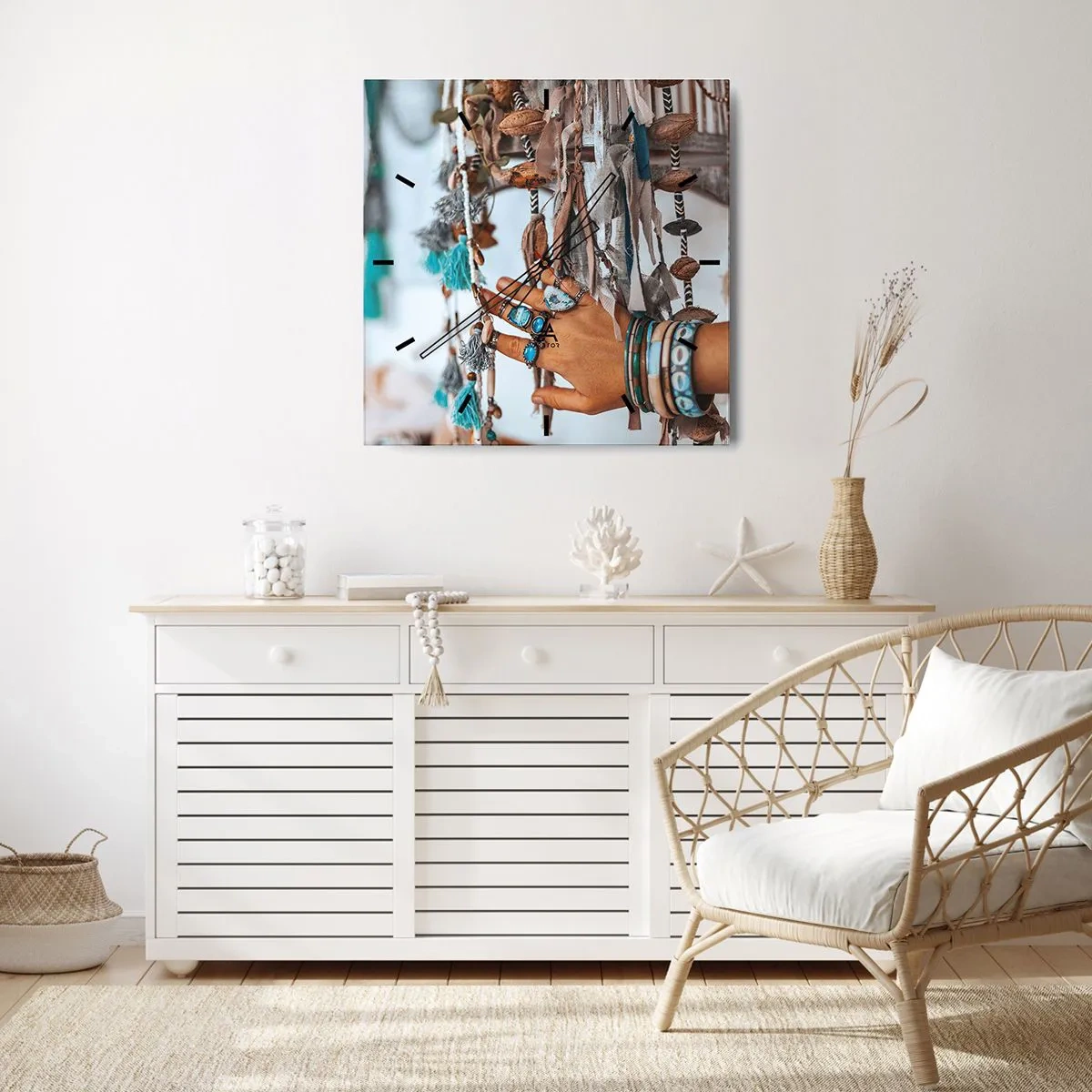 Relógio de parede - Relógio em vidro - Tesouros locais - 40x40 cm