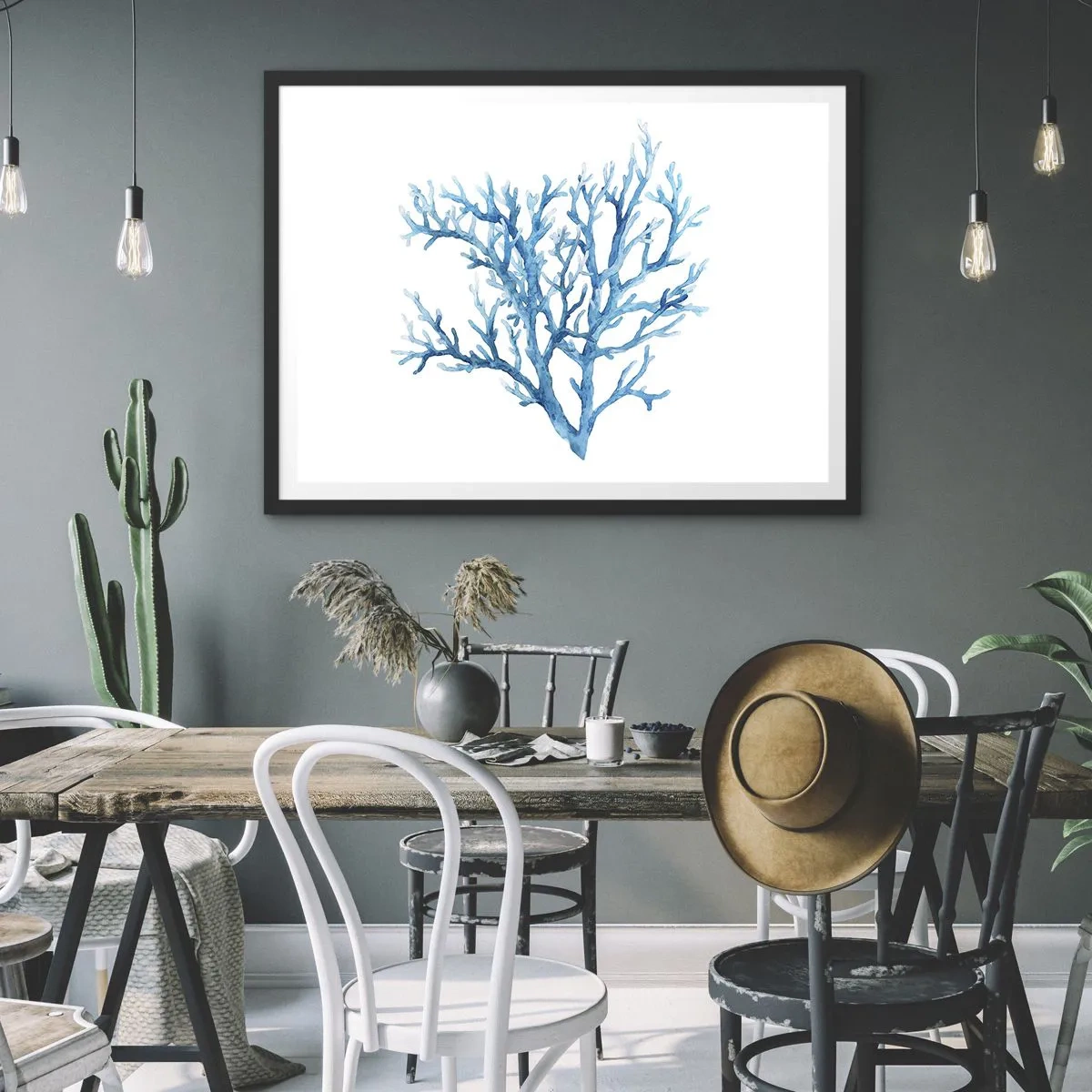 Pôster com moldura preta - Filigrana náutica - 70x50 cm