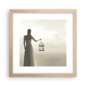 Pôster com moldura de carvalho claro - Seja livre - 30x30 cm