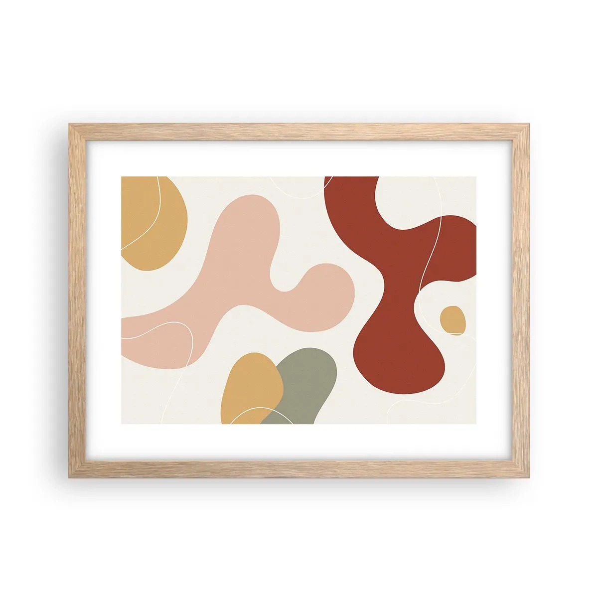Pôster com moldura de carvalho claro - Ziguezagues ornamentais - 40x30 cm