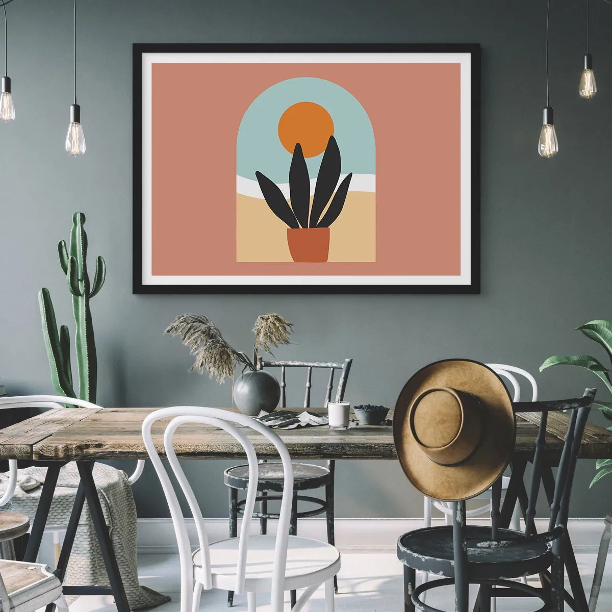 Pôster com moldura preta - Pequenas alegrias - 70x50 cm