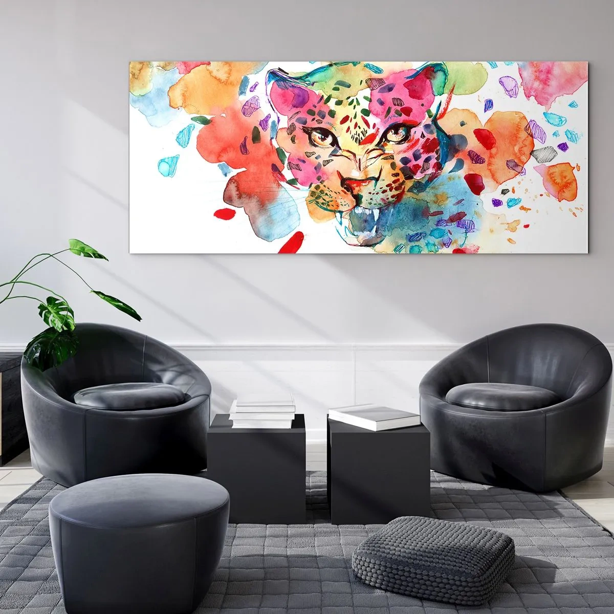 Quadro em vidro - A Bela e a Fera - 120x50 cm