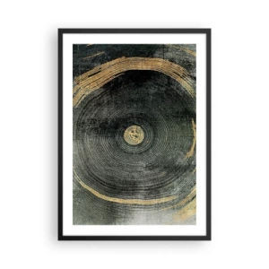 Pôster com moldura preta - Grãos de madeira abstratos em tons de dourado e preto - 50x70cm - Mudança e persistência - Decoração de parede moderna para a sala de estar e quarto ARTTOR