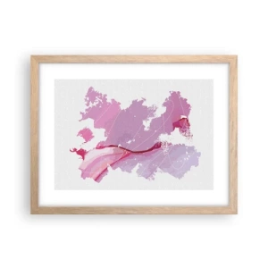 Pôster com moldura de carvalho claro - Mapa do mundo rosa - 40x30 cm