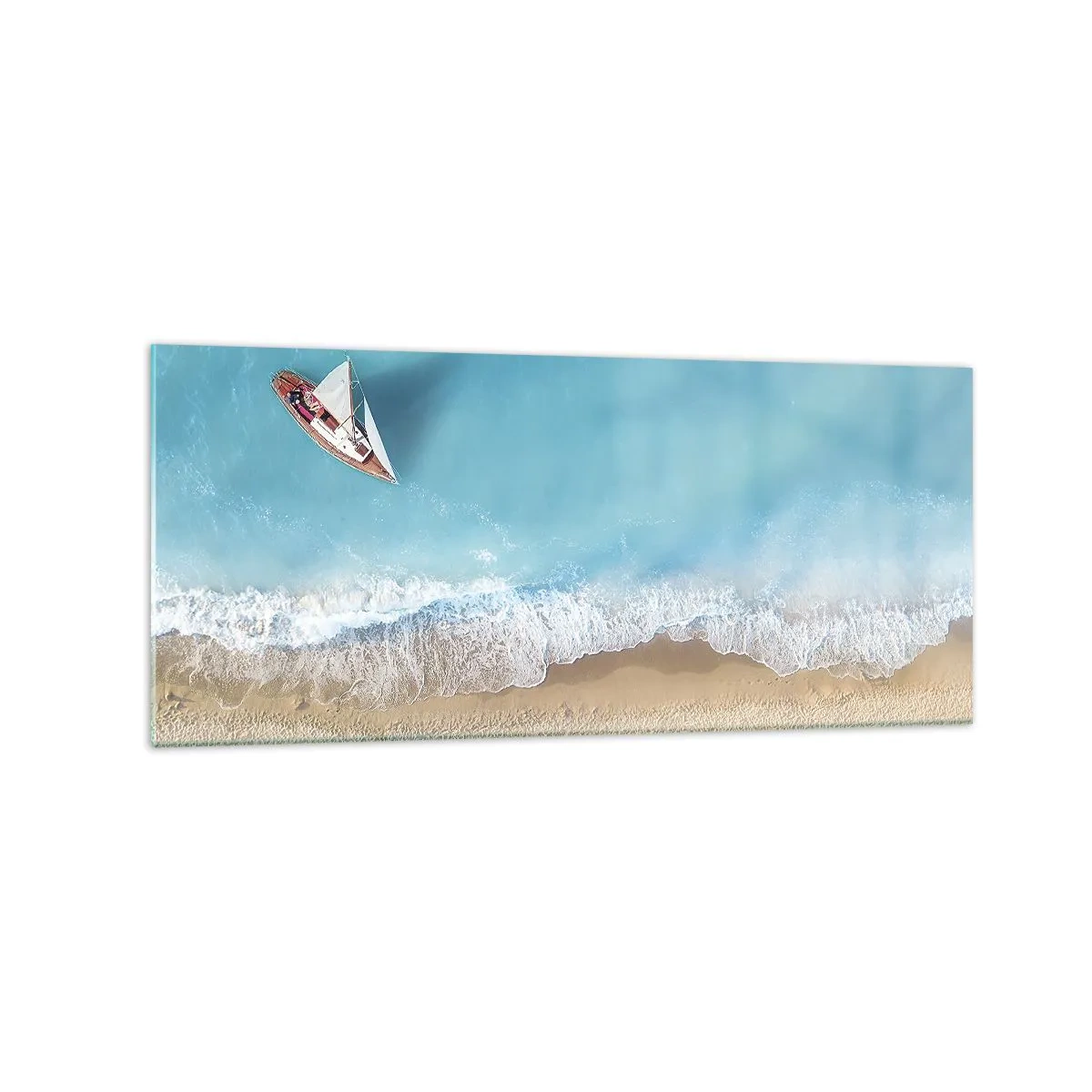 Quadro em vidro - No limite do azul e do ouro - 120x50 cm