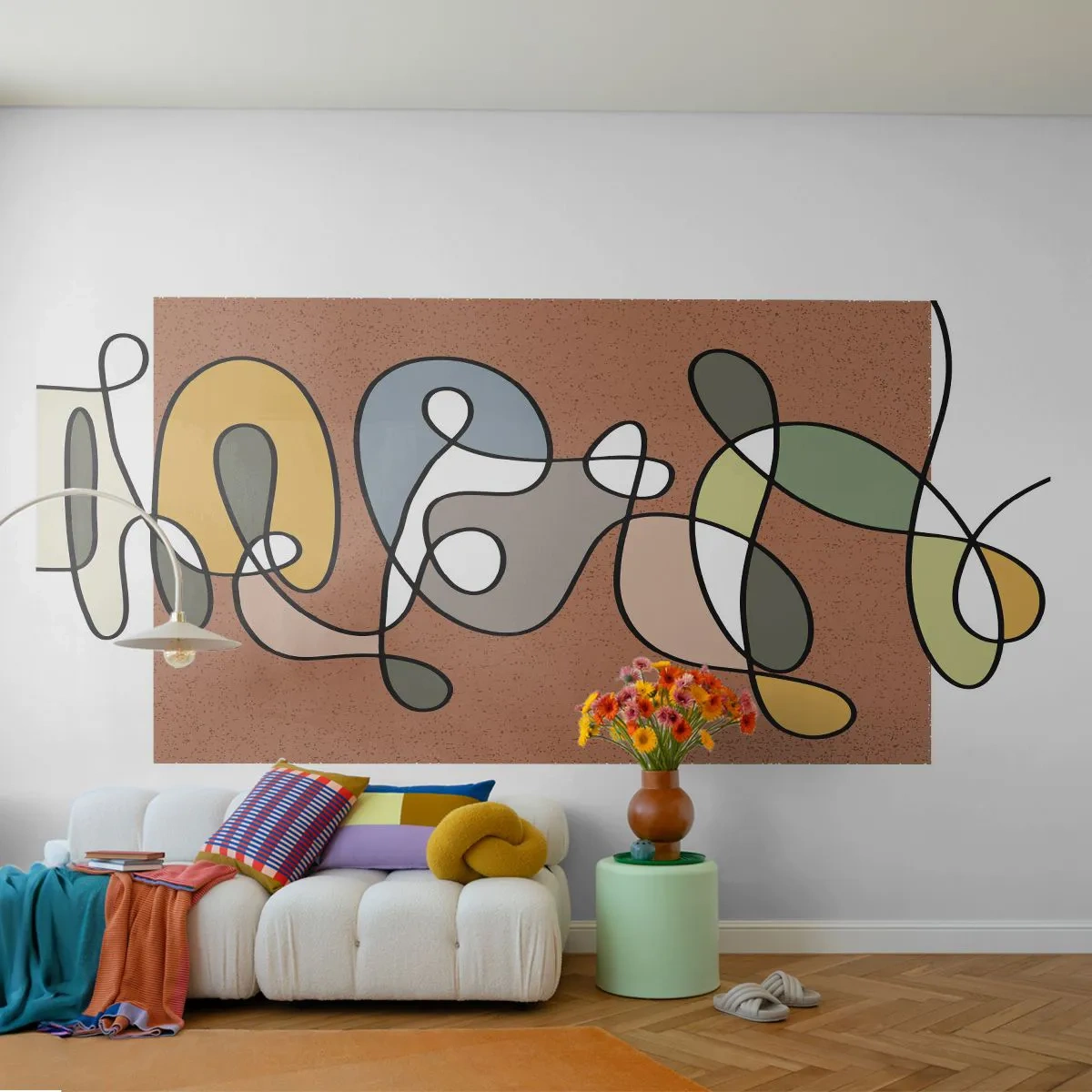 Papel de Parede Premium Sand - Abstração que vale a pena sorrir - Moderno, Abstração, Pedaço - 100x70 cm