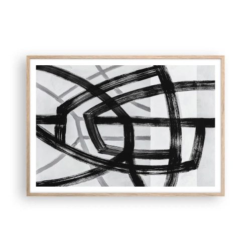 Pôster com moldura de carvalho claro - Profundidade de construção - 100x70 cm