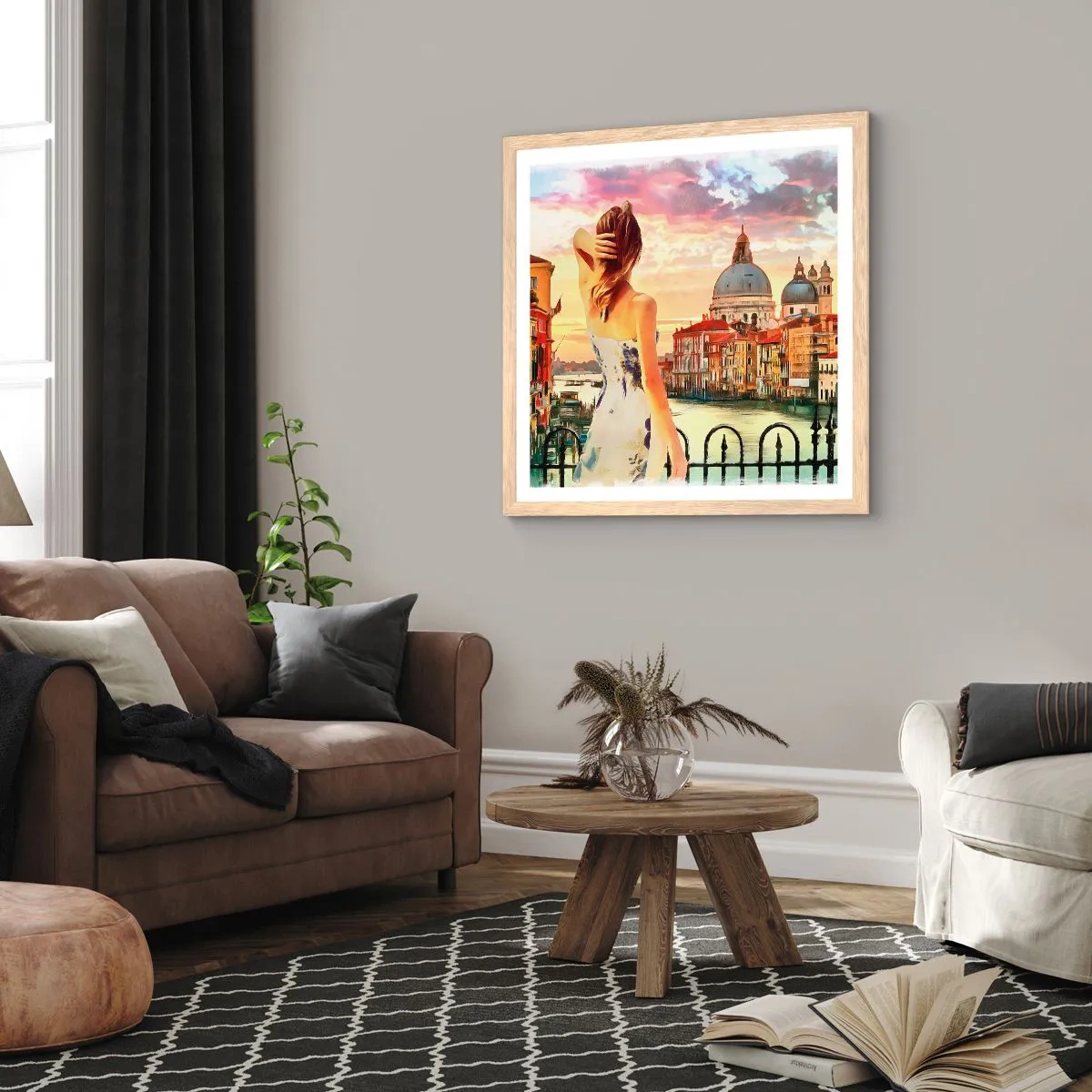 Pôster com moldura de carvalho claro - Aventura de verdade somente em ... - 60x60 cm