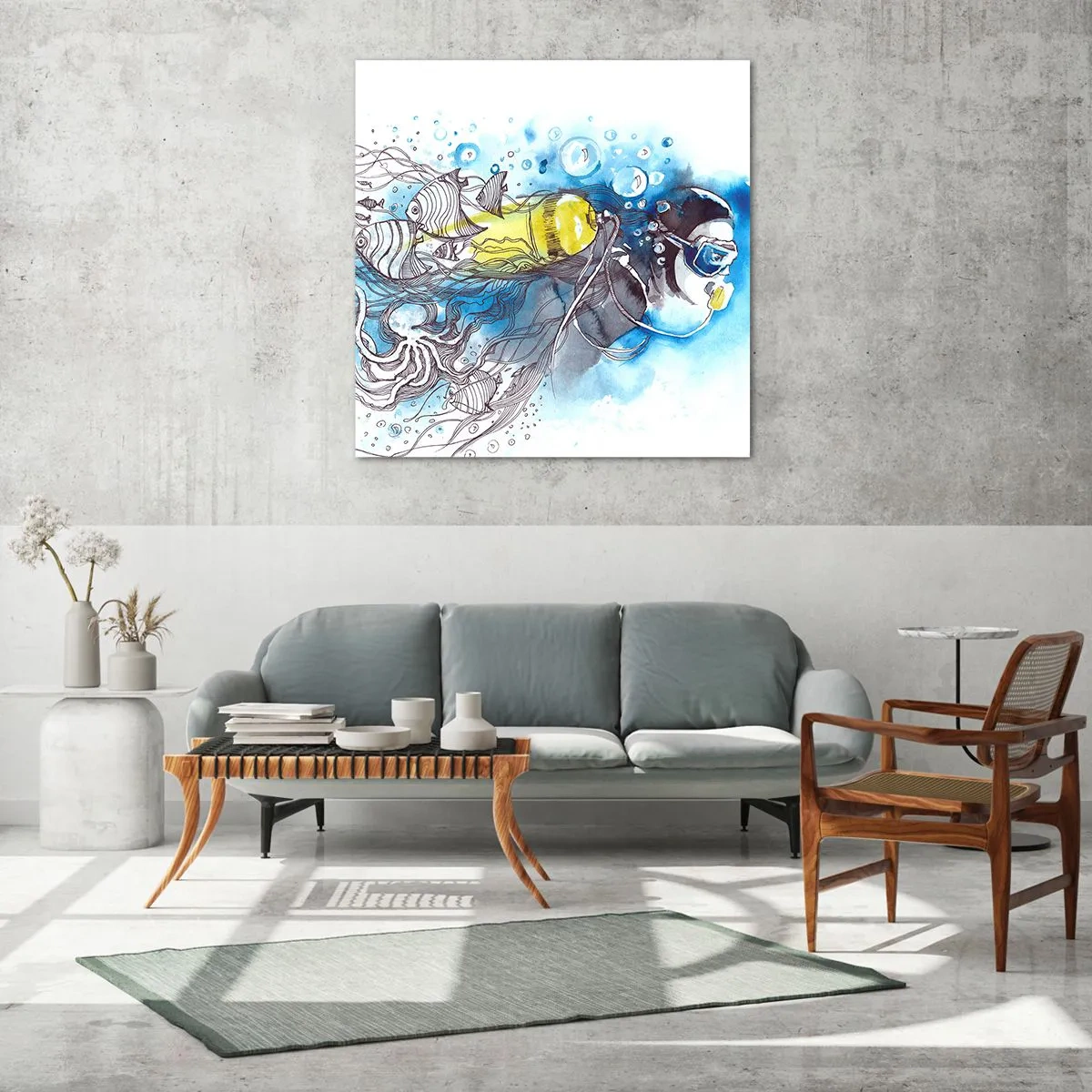 Quadro em vidro - Azul Infinito - 70x70 cm