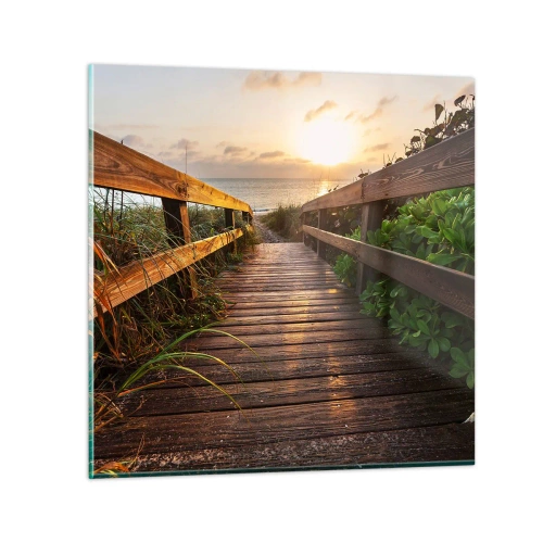 Quadro em vidro - Direto para a costa - 70x70 cm