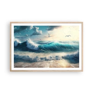 Pôster com moldura de carvalho claro - Cantarola apenas para si - 91x61 cm