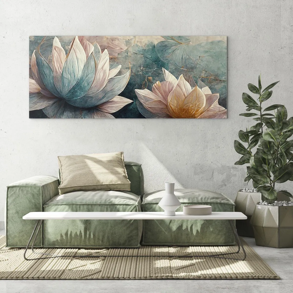 Quadro em vidro - Estrelas do lago - 120x50 cm