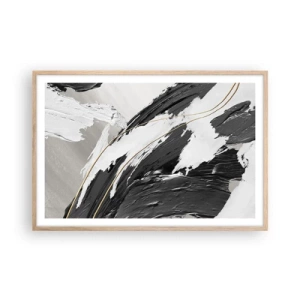 Pôster com moldura de carvalho claro - Abstração em grande escala - 91x61 cm