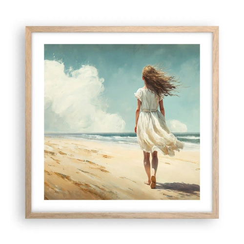 Pôster com moldura de carvalho claro - Para encontrar o sol e o vento - 50x50 cm