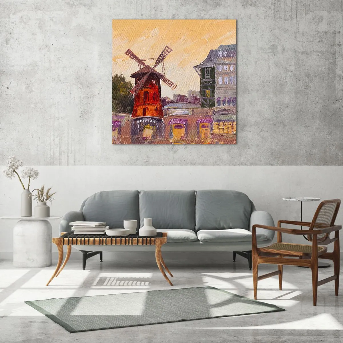 Quadro em vidro - Ícones parisienses – Moulin Rouge - 60x60 cm