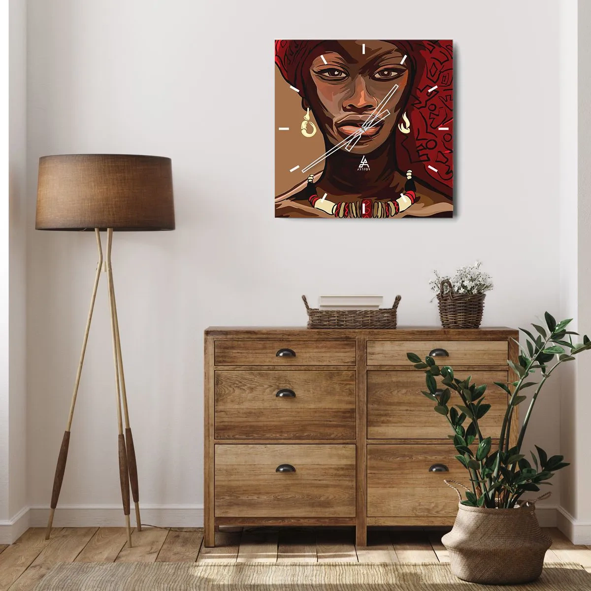 Relógio de parede - Relógio em vidro - Vénus de Ébano - 30x30 cm