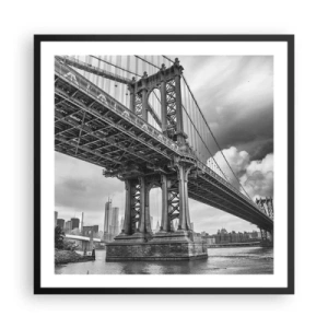 Pôster com moldura preta - Ao coração da cidade - 60x60 cm